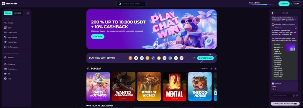 Discasino Front Page